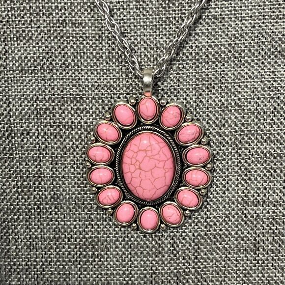 Howlite Jewelry Set Flower Earrings Cuff Bracelet Pendant Necklace Western Boho - Picture 6 of 16